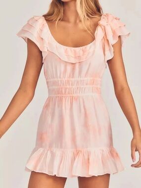 LoveShackFancy Peach Kamie Ruffle Dress
